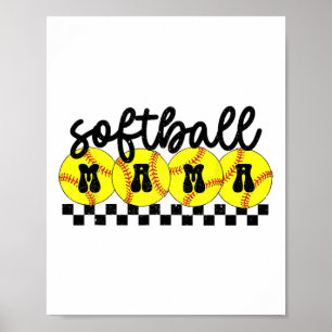 Softll Mama Retro Groovy Softll Mum Mother Game Da Poster