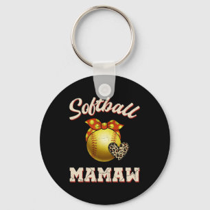 Softll Mamaw Leopard Heart Fans Mother's Day Gift  Key Ring