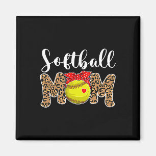 Softll Mum Leopard Messy Bun Game Day Funny Mother Magnet