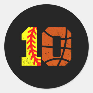 Softll Sketll Number 10 Jersey Funny 10th Birthday Classic Round Sticker