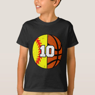 Softll Sketll Number 10 Jersey Funny 10th Birthday T-Shirt