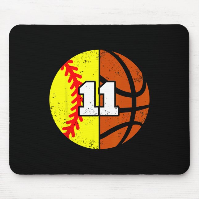 Softll Sketll Number 11 Jersey Funny 11th Birthday Mouse Pad (Front)