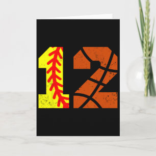 Softll Sketll Number 12 Jersey Funny 12th Birthday Card