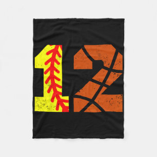 Softll Sketll Number 12 Jersey Funny 12th Birthday Fleece Blanket