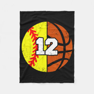 Softll Sketll Number 12 Jersey Funny 12th Birthday Fleece Blanket