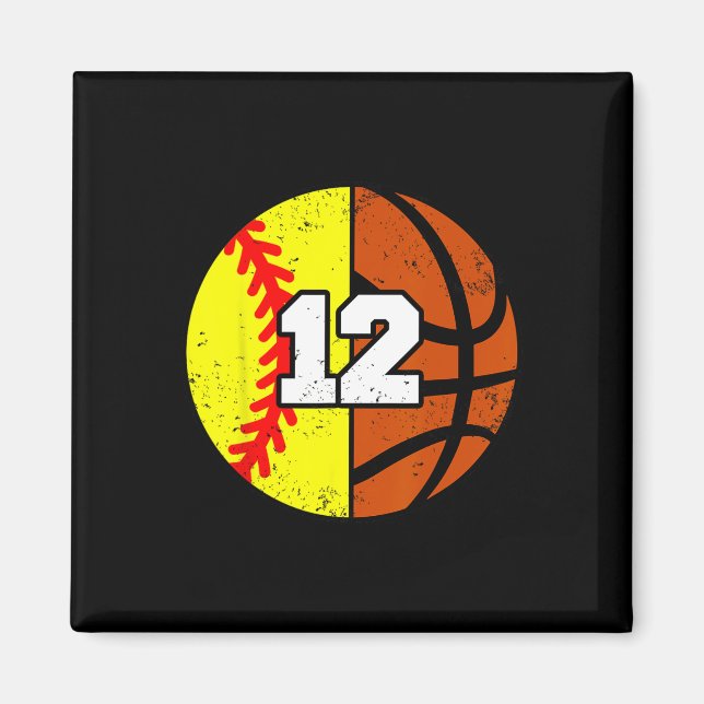 Softll Sketll Number 12 Jersey Funny 12th Birthday Magnet (Front)