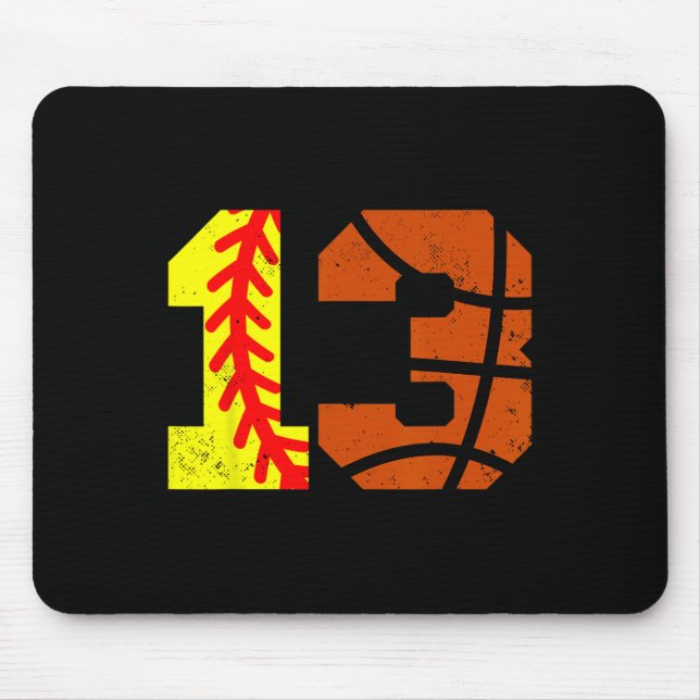 Softll Sketll Number 13 Jersey Funny 13th Birthday Mouse Pad (Front)