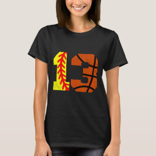 Softll Sketll Number 13 Jersey Funny 13th Birthday T-Shirt