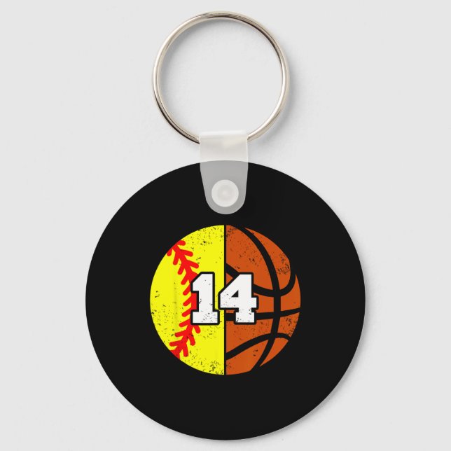 Softll Sketll Number 14 Jersey Funny 14th Birthday Key Ring (Front)