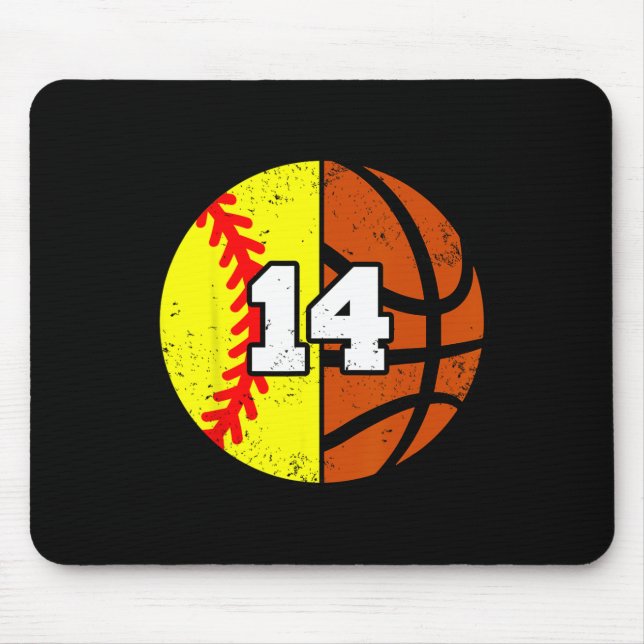 Softll Sketll Number 14 Jersey Funny 14th Birthday Mouse Pad (Front)