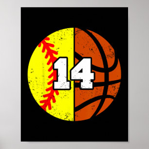 Softll Sketll Number 14 Jersey Funny 14th Birthday Poster
