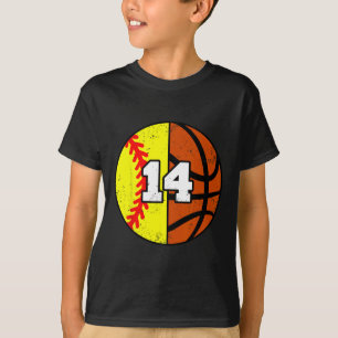 Softll Sketll Number 14 Jersey Funny 14th Birthday T-Shirt