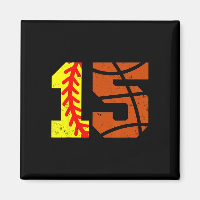 Softll Sketll Number 15 Jersey Funny 15th Birthday Magnet (Front)