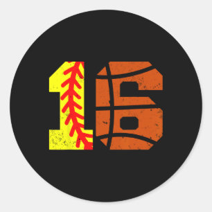 Softll Sketll Number 16 Jersey Funny 16th Birthday Classic Round Sticker