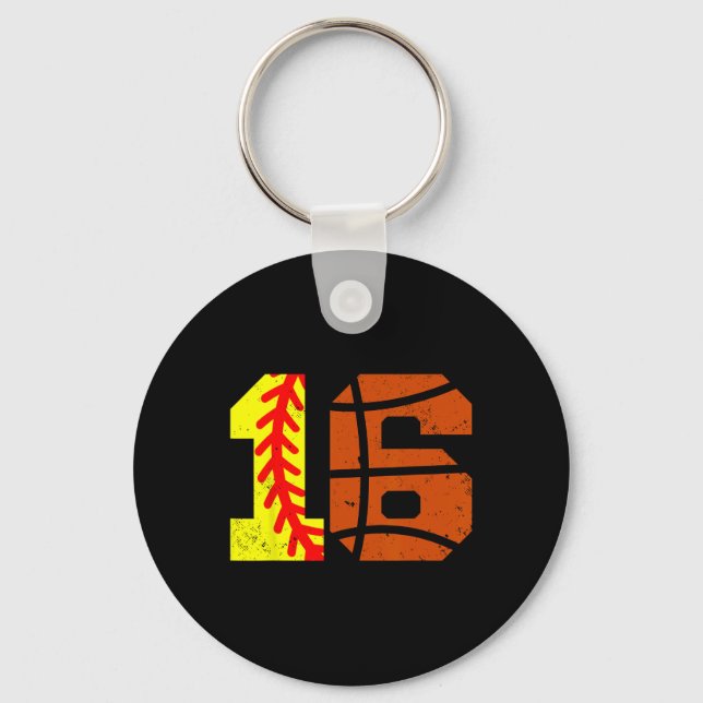 Softll Sketll Number 16 Jersey Funny 16th Birthday Key Ring (Front)