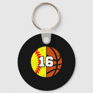 Softll Sketll Number 16 Jersey Funny 16th Birthday Key Ring