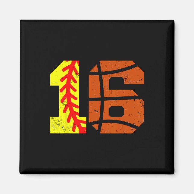 Softll Sketll Number 16 Jersey Funny 16th Birthday Magnet (Front)