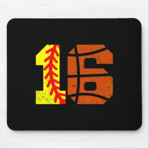 Softll Sketll Number 16 Jersey Funny 16th Birthday Mouse Pad