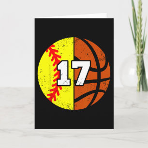 Softll Sketll Number 17 Jersey Funny 17th Birthday Card