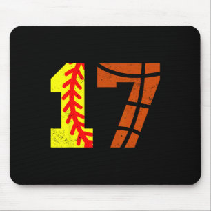 Softll Sketll Number 17 Jersey Funny 17th Birthday Mouse Pad