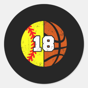Softll Sketll Number 18 Jersey Funny 18th Birthday Classic Round Sticker