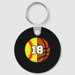 Softll Sketll Number 18 Jersey Funny 18th Birthday Key Ring