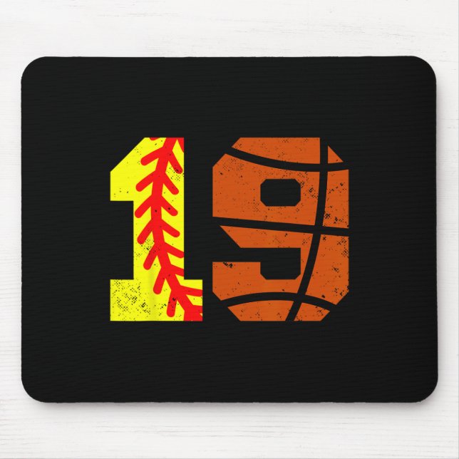 Softll Sketll Number 19 Jersey Funny 19th Birthday Mouse Pad (Front)