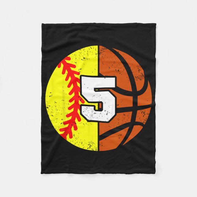 Softll Sketll Number 5 Jersey Funny 5th Birthday  Fleece Blanket (Front)