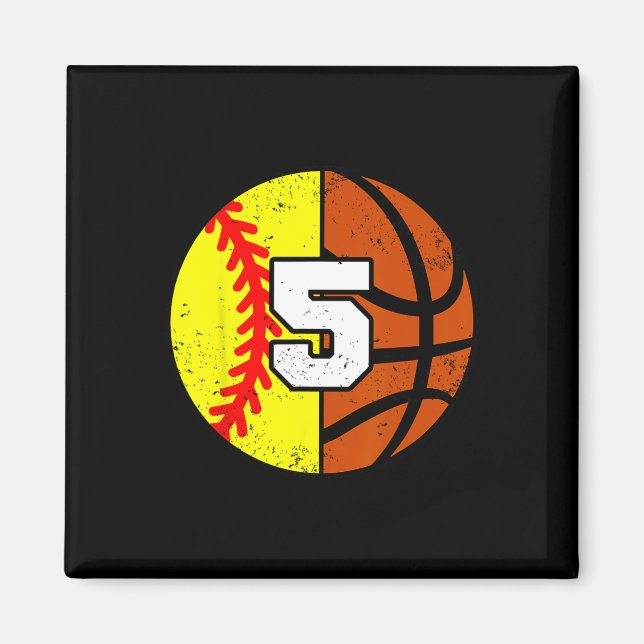Softll Sketll Number 5 Jersey Funny 5th Birthday  Magnet (Front)