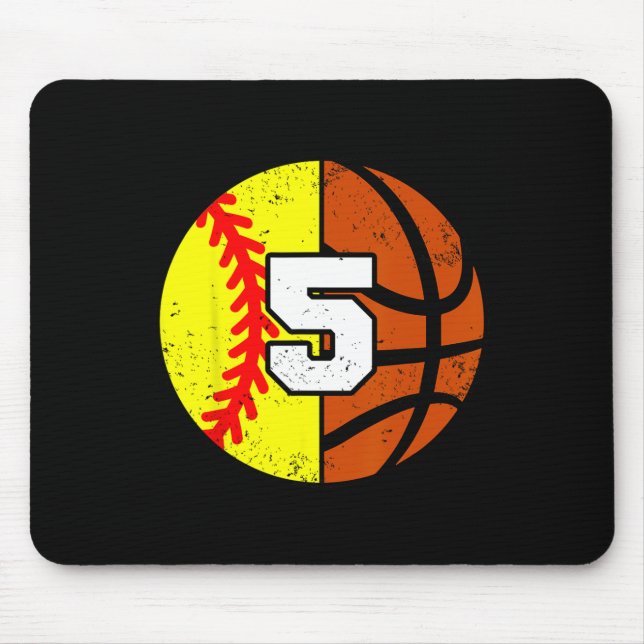Softll Sketll Number 5 Jersey Funny 5th Birthday  Mouse Pad (Front)