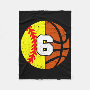 Softll Sketll Number 6 Jersey Funny 6th Birthday Fleece Blanket
