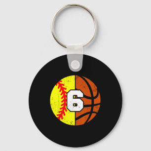 Softll Sketll Number 6 Jersey Funny 6th Birthday Key Ring