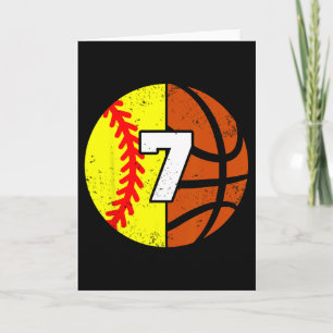 Softll Sketll Number 7 Jersey Funny 7th Birthday Card