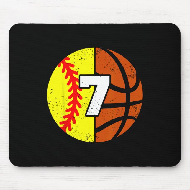 Softll Sketll Number 7 Jersey Funny 7th Birthday  Mouse Pad (Front)