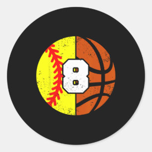 Softll Sketll Number 8 Jersey Funny 8th Birthday Classic Round Sticker