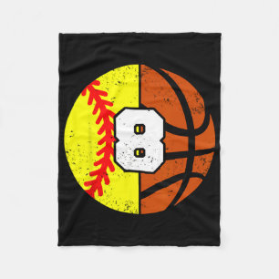 Softll Sketll Number 8 Jersey Funny 8th Birthday  Fleece Blanket