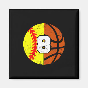 Softll Sketll Number 8 Jersey Funny 8th Birthday Magnet