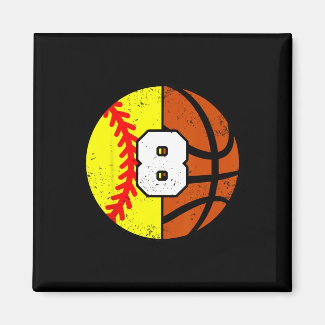 Softll Sketll Number 8 Jersey Funny 8th Birthday  Magnet (Front)