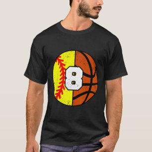 Softll Sketll Number 8 Jersey Funny 8th Birthday T-Shirt