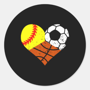 Softll Soccer Sketll Heart Funny Sport Player Mum Classic Round Sticker