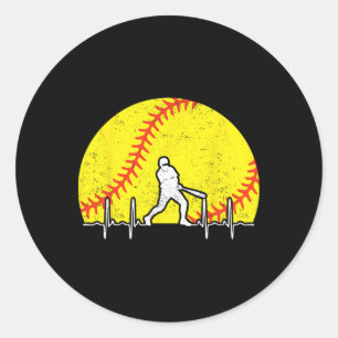 Softll Tter Heartbeat Ll Softll Player Distressed Classic Round Sticker