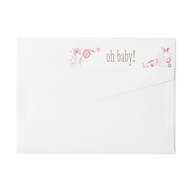 Softly Blooming Pink Nature Bouquet New Baby Wrap Around Label (Back)
