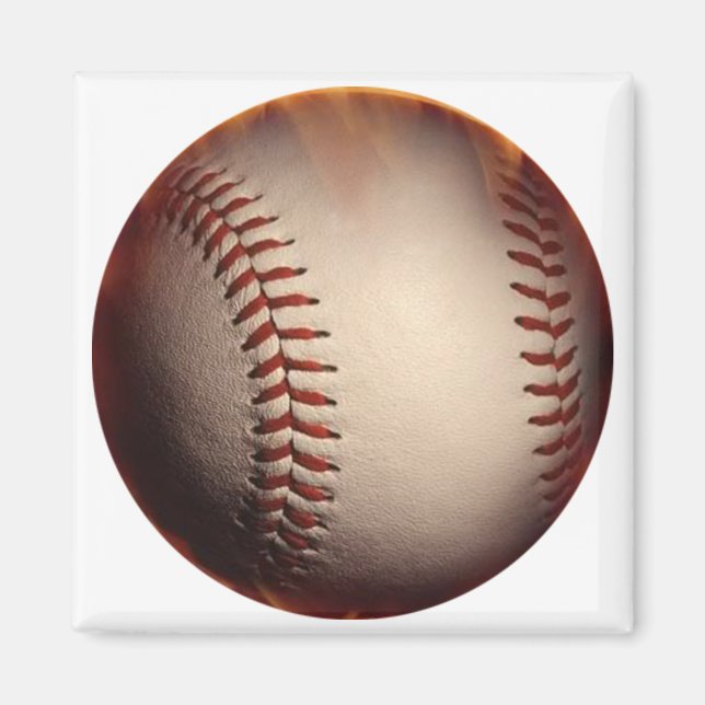 Softly Coloured Baseball Changed To Red Magnet (Front)