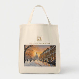 Softly Falls the Winter Snow Grocery Tote Bag