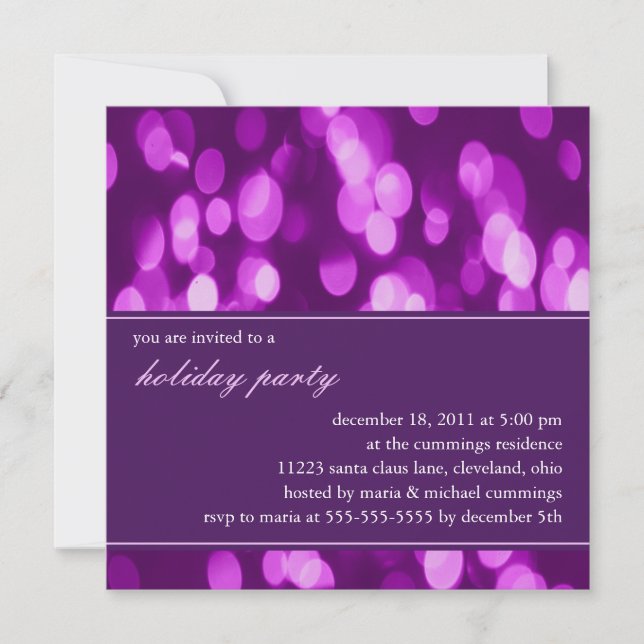 Softly Focused Holiday Party Invitation (Purple 2) (Front)