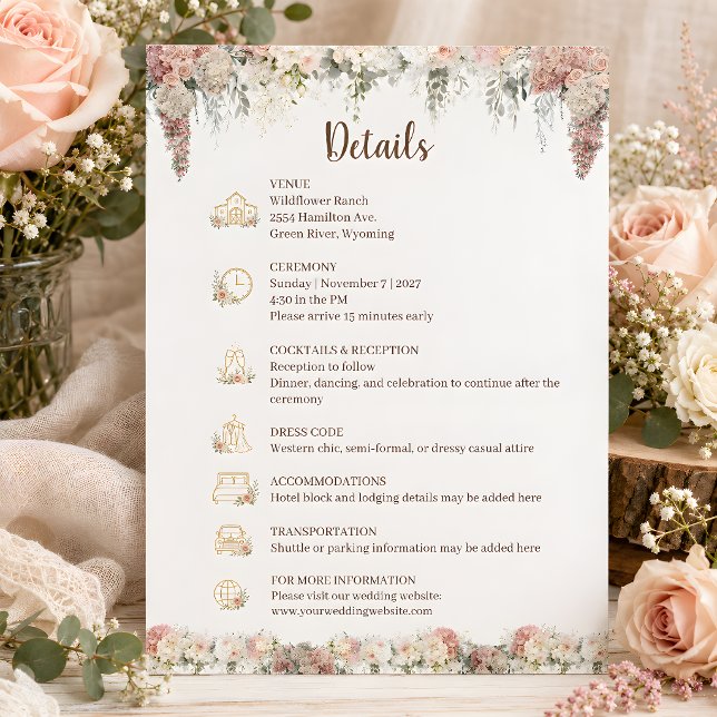 Softly Spoken Rustic Floral Enclosure Card (Softly Spoken Rustic Floral Enclosure Details Card)