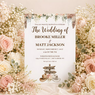Softly Spoken Rustic Floral Wedding Invitation