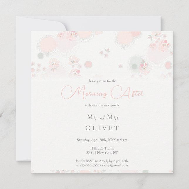Softness Tea Roses Morning After Invitation (Front)