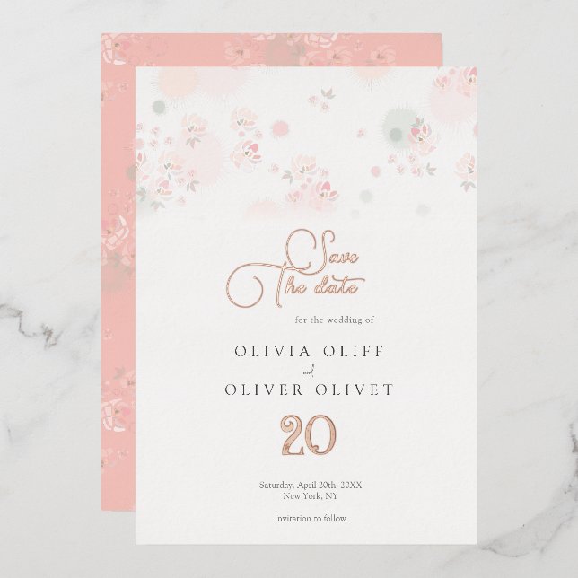Softness Tea Roses Wedding Save The Date (Front/Back)