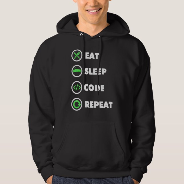 Software Developer Computer Coder Eat Sleep Code R Hoodie (Front)